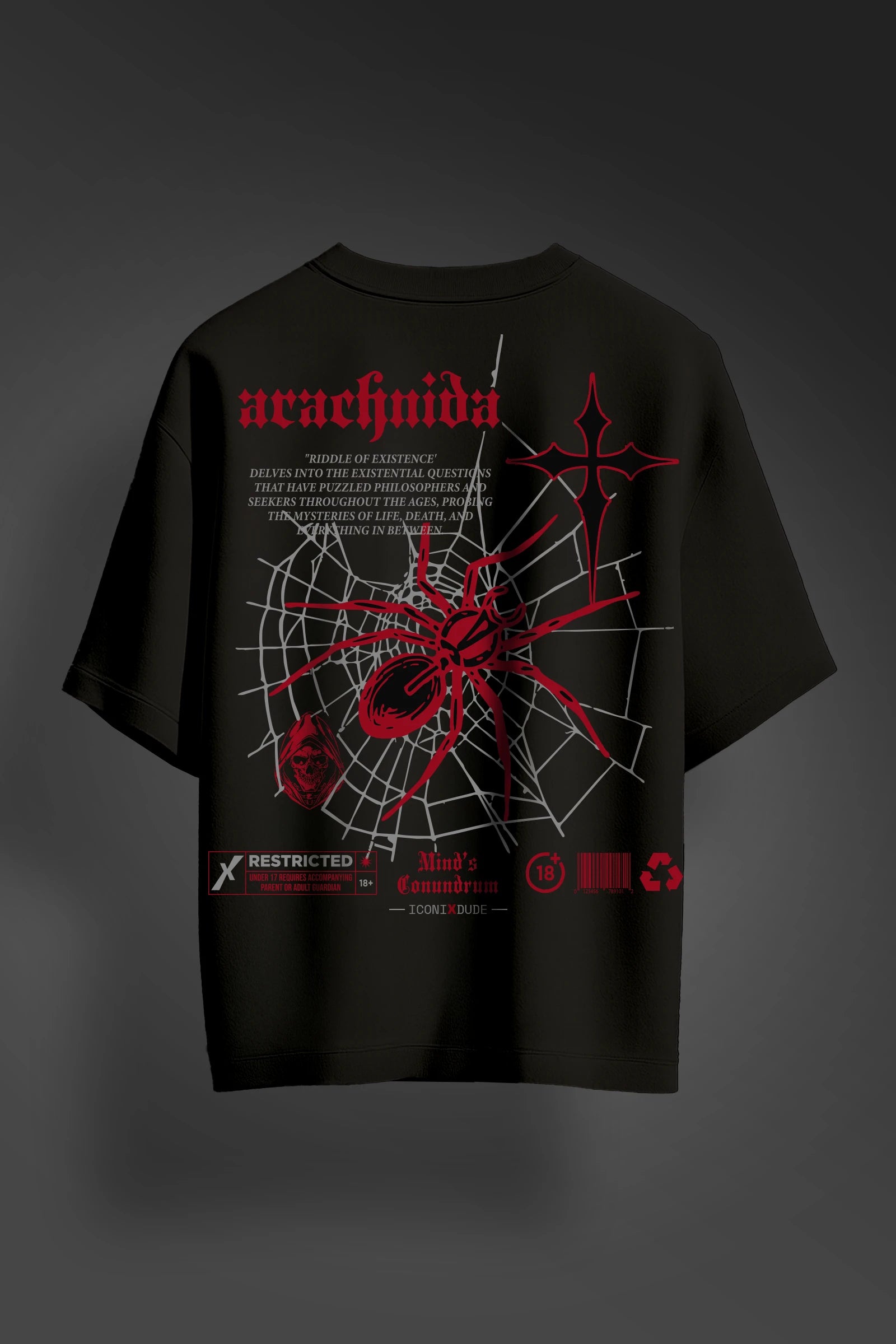 Arachnida Black Oversize T-shirt