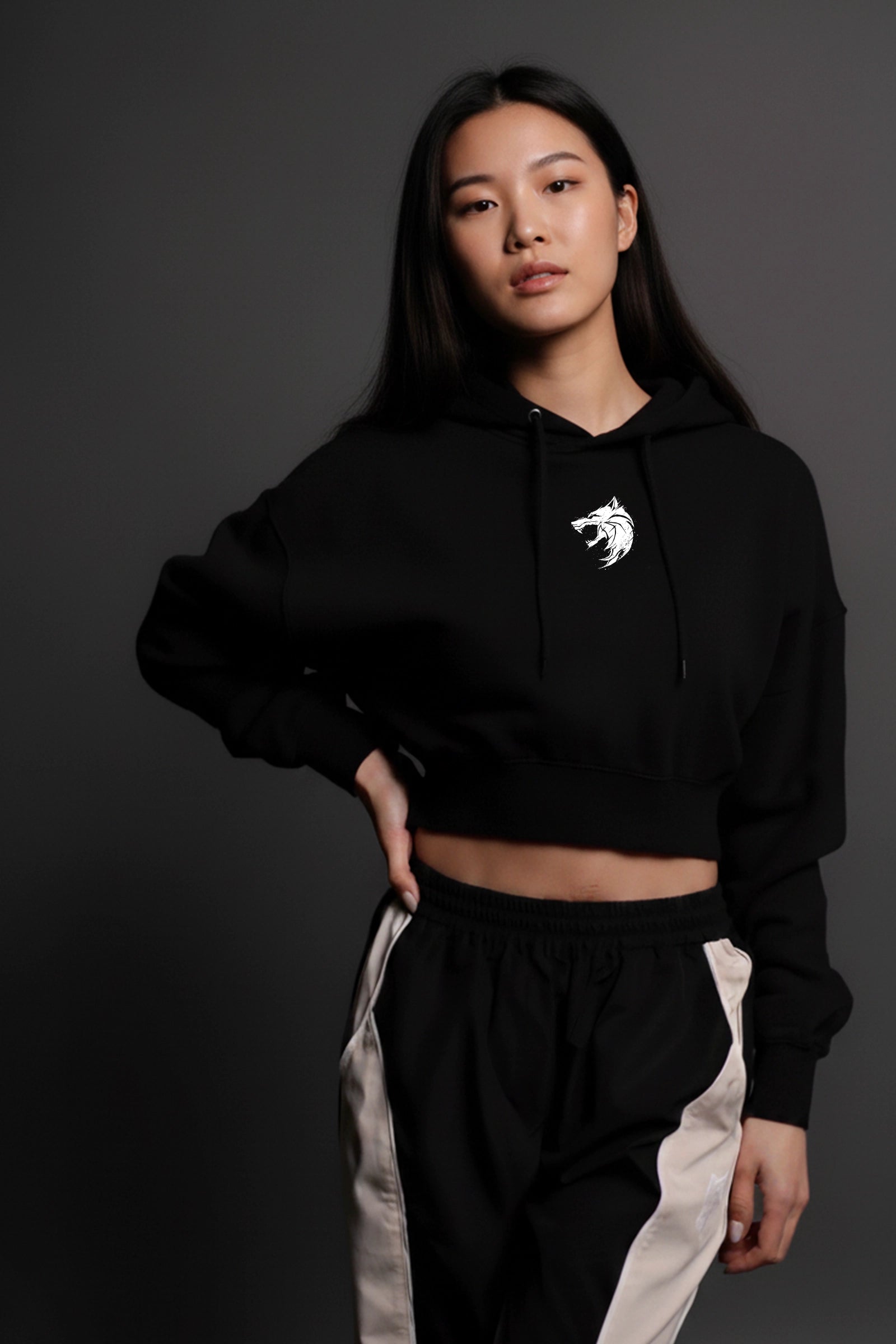 The Wicher, Women's Black Crop Hoodie